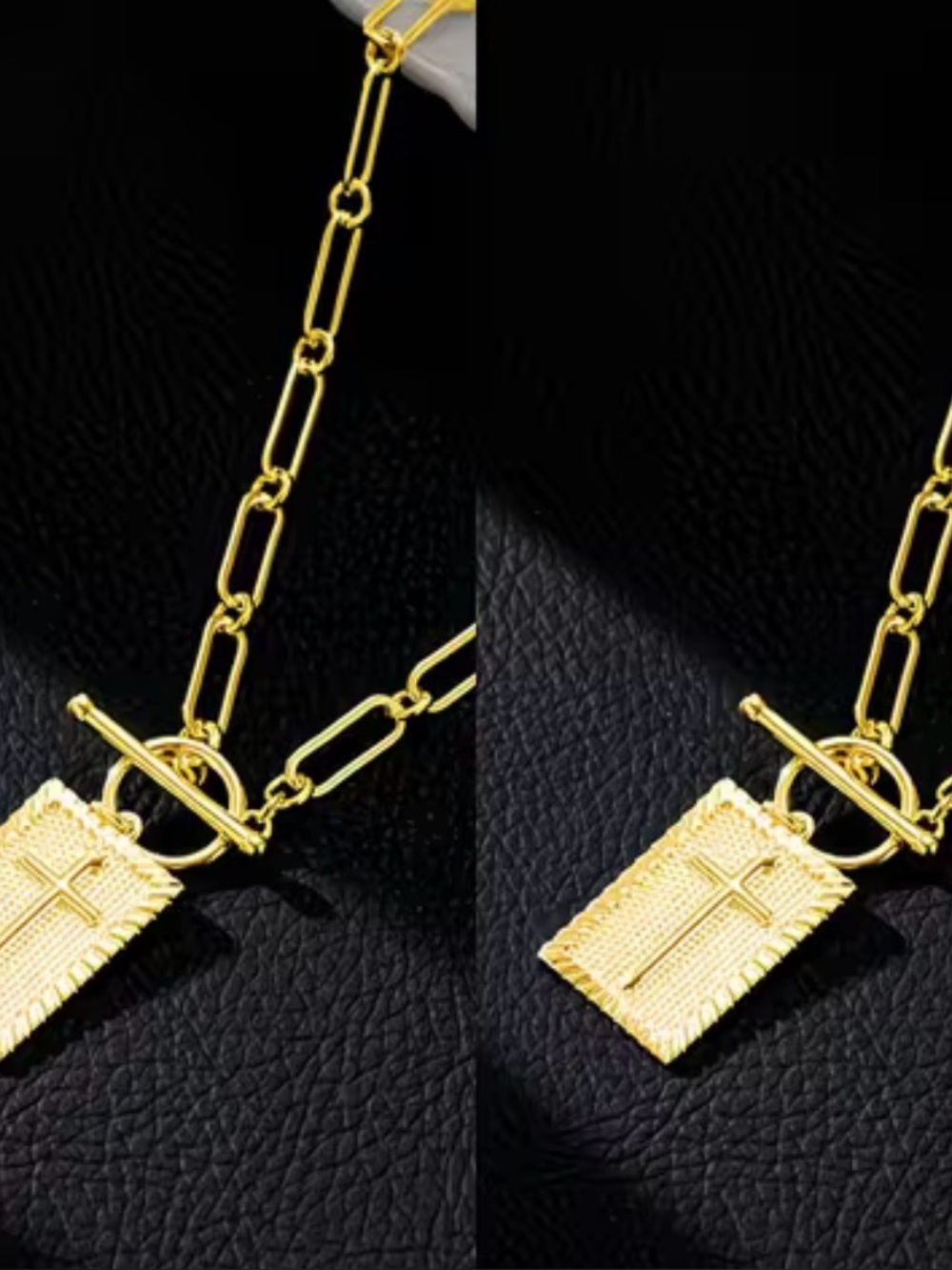 Gold Cross Pendant Toggle Necklace - Women Jewelry